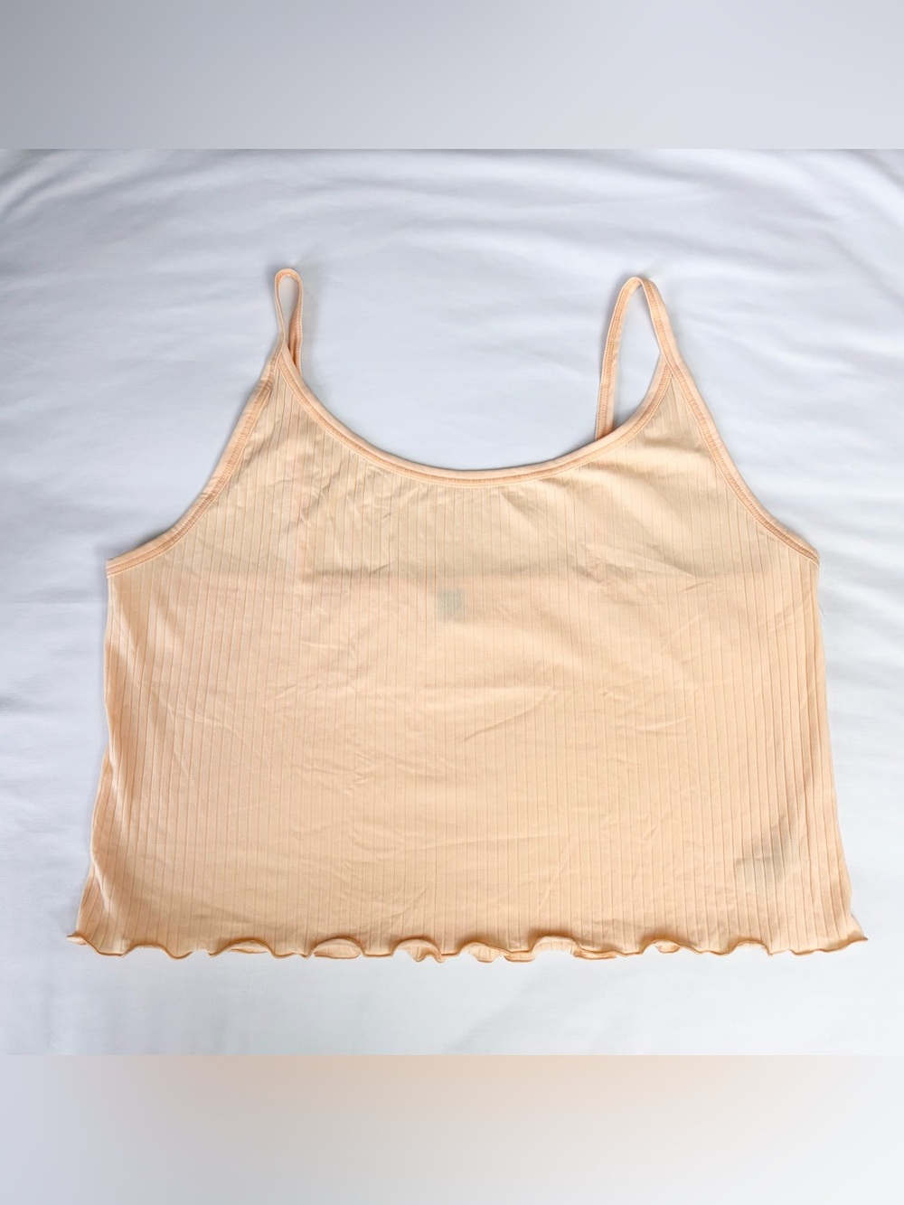 Old Navy Women’s Peach Ribbed Lettuce-Edge Cami Tank Top, Size: 4X, NWOT